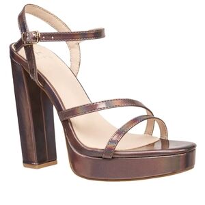 H by Halston Sardinia Ankle Strap Metallic Dress Sandals Pewter Size 11 …